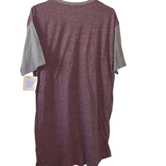 Lularoe Heathered Burgundy & Gray Short Sleeve Crew Neck T-Shirt Large Made In G - Picture 3 of 5